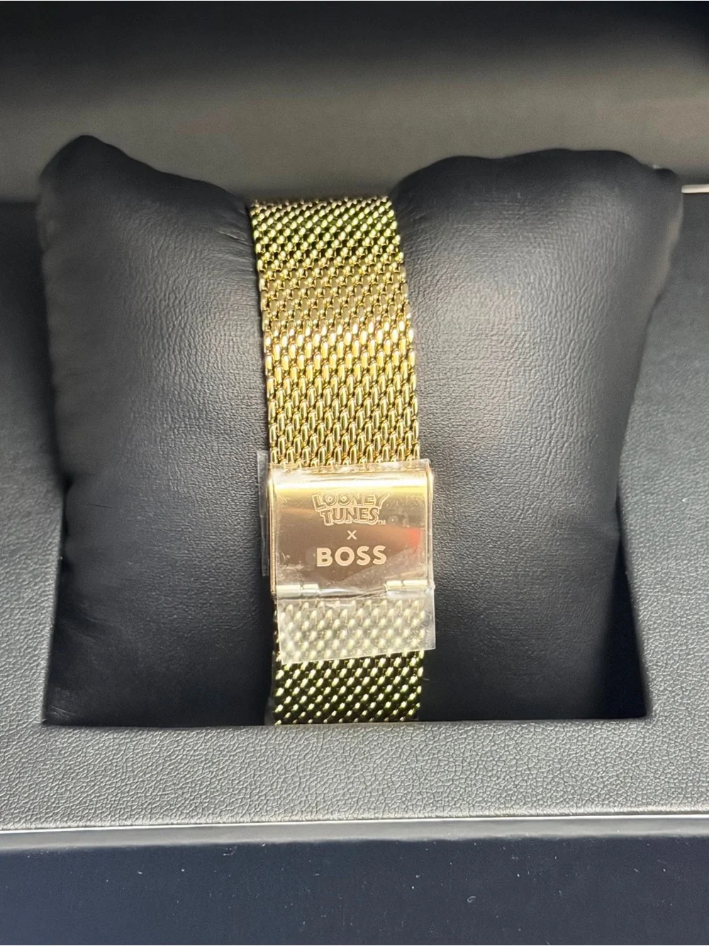 Boss Women's Gold Mesh Watch with Fuchsia Pink Dial